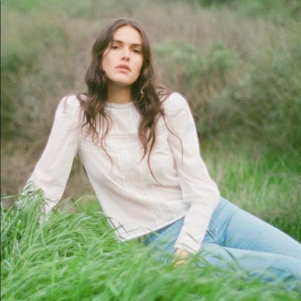 Reformation - White Lace Long Sleeve Blouse - 100% Cotton - Adele top